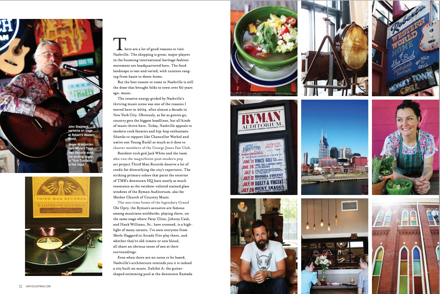 Nashville Travel Feature for Anthology Magazine